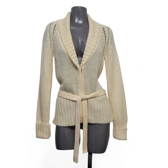 Vintage GAP Belted Shawl Collar Cardigan Knit Sweaater - Picture 3 of 10